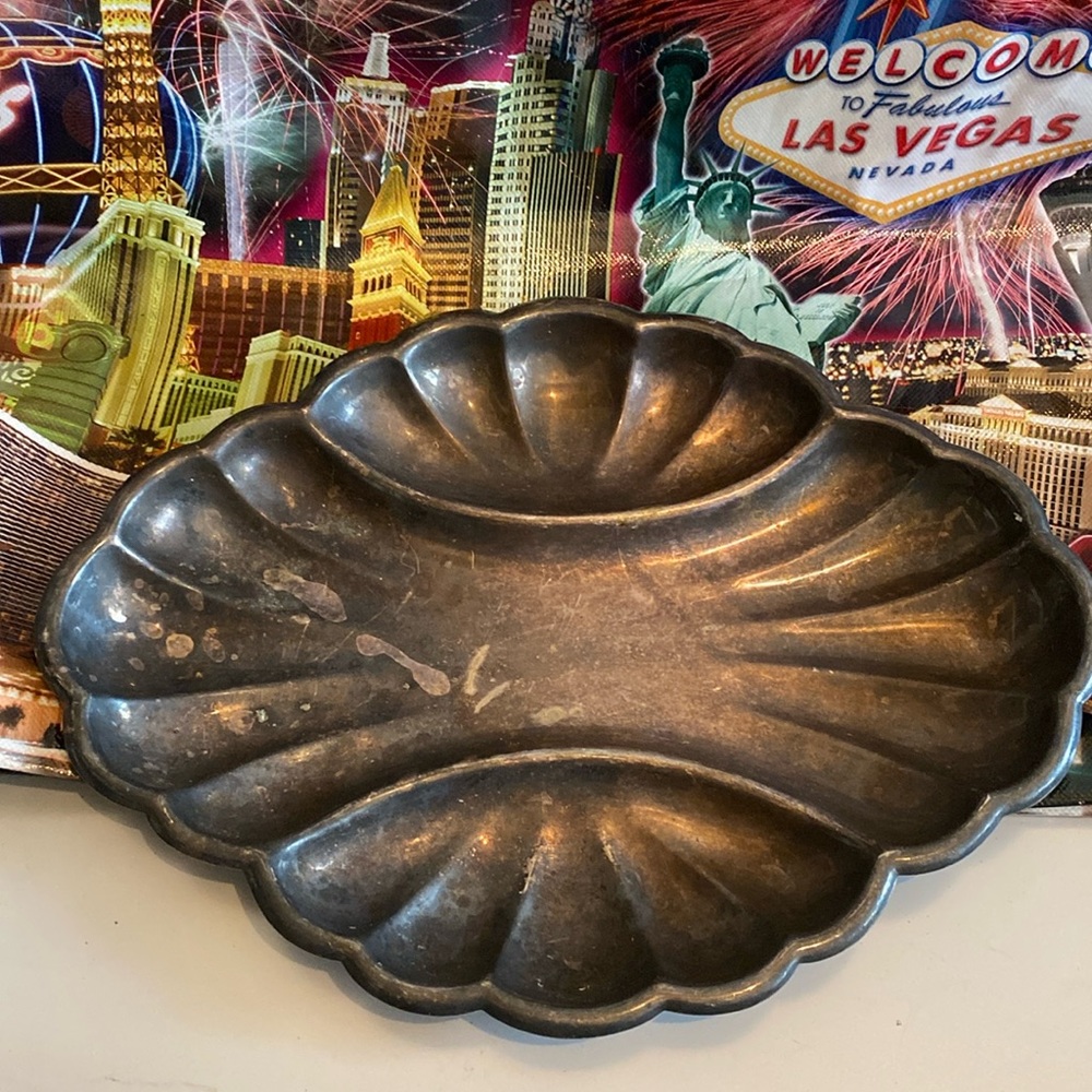 1960s Oblong Sheffield Silver Scalloped Serving Dish